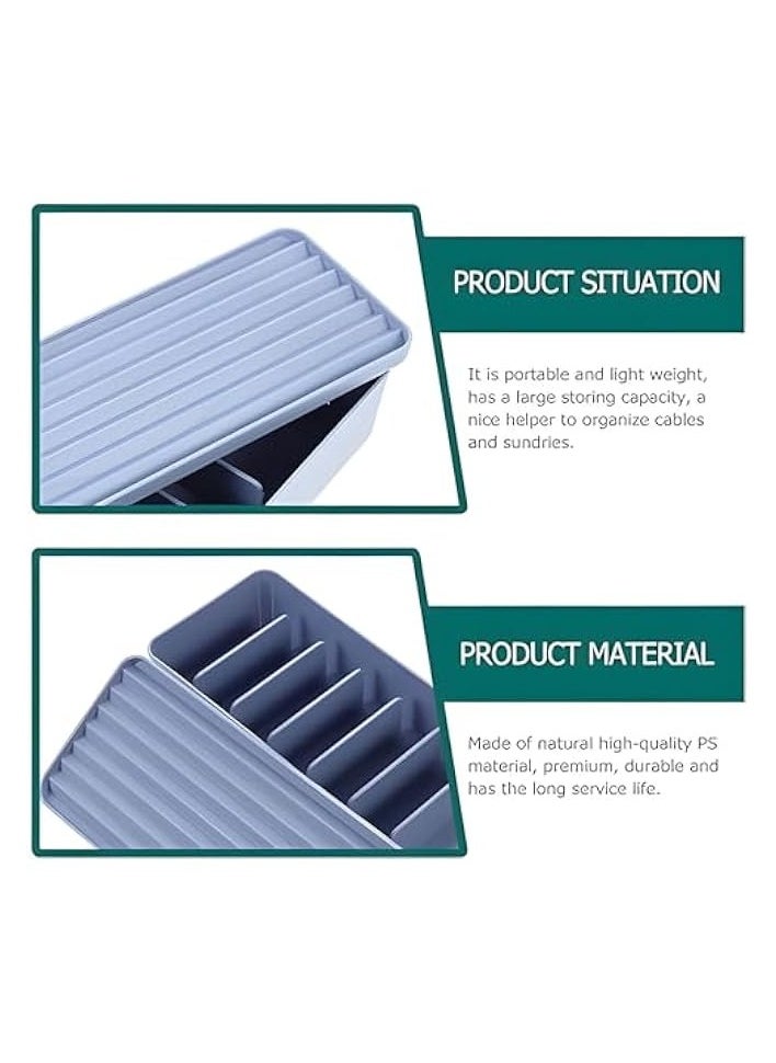X spring - Xspring Cable Management Boxes, 27 X 9.6 X 6 CM Plastic Cable Organizer Box, Blue Promass Large Cord Organizer Box for Cord Organizer to Conceal Computer, Router, TV Wires, Power Strip - Image 1