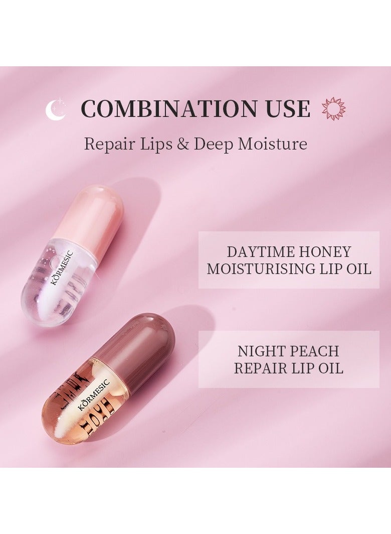 Kormesic مجموعة زيت الشفاه النهار والليل 3.5 مل + 3.5 مل-ترطيب ومغذية ثنائي - Image 4