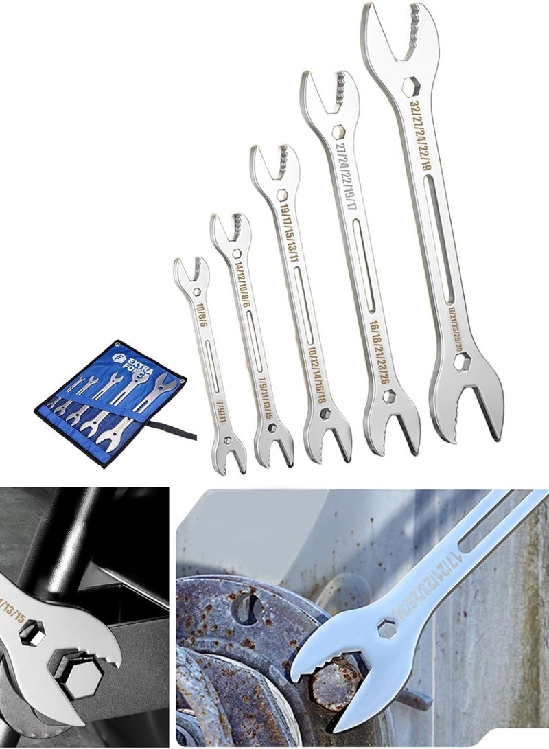 GGOOT 5Pcs Multifunctional Double End Open End Wrench Torques Wrench Hardware Tool for Screws Multipurpose Hand Tool  - Image 2