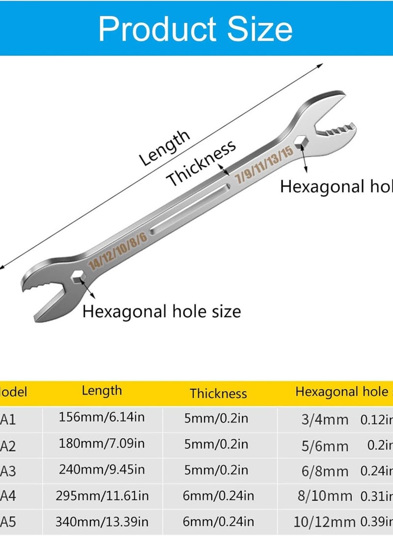 GGOOT 5Pcs Multifunctional Double End Open End Wrench Torques Wrench Hardware Tool for Screws Multipurpose Hand Tool  - Image 4