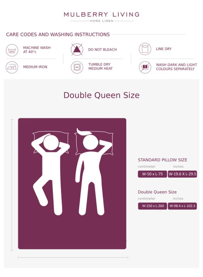 MULBERRY LIVING 100% Cotton - 300Tc Urban Grid Queen Size (250X260 Cms) Flat Bedsheet With 2 Pillow Covers (50X75 Cm) - Plum