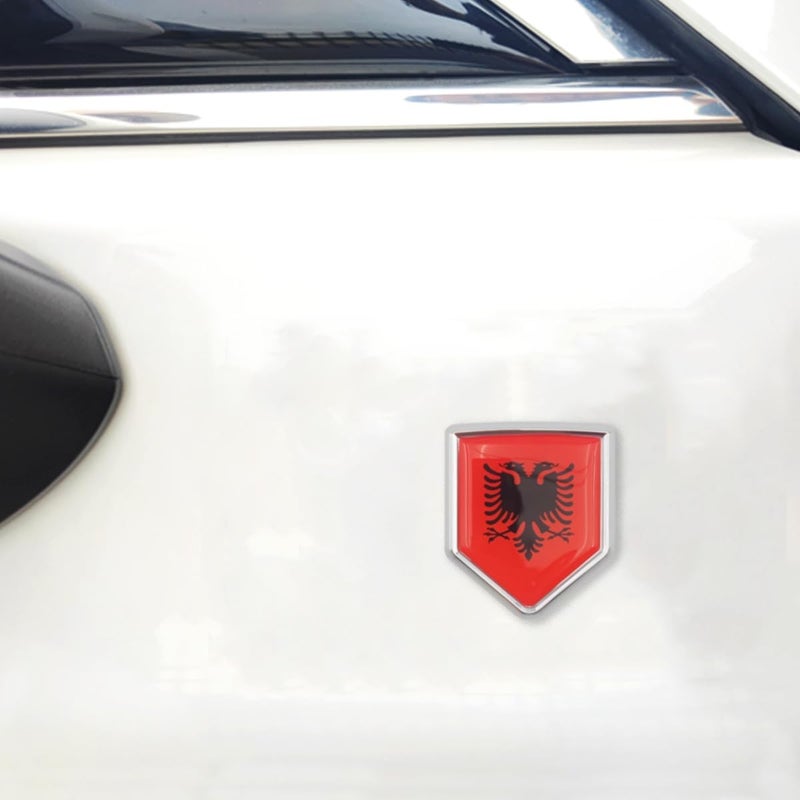 Overdecor Albania Flag Decal Stickers Car Emblem Albanian Car Accessories Decorations Chrome Shield Flag Sticker Decals for Cars Truck Vehicles, 2 Pack - Image 4