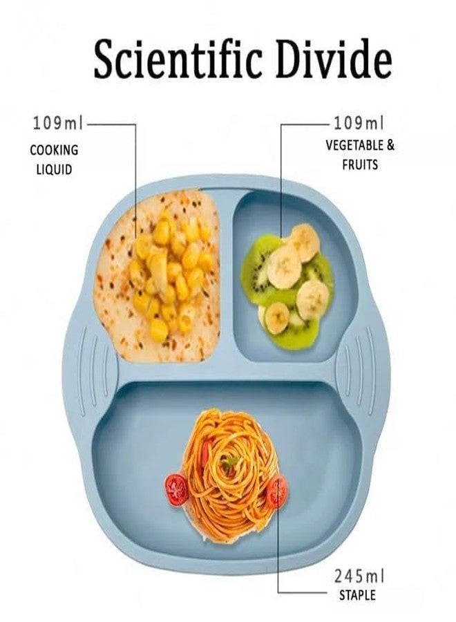 Jenilika Silicone Suction Feeding Tray for Babies | 3-Section BPA-Free Toddler Dish | Baby Led Weaning Essential | Microwave & Dishwasher Safe | Non-Slip Design (Grey, Pack of 1) - Image 5