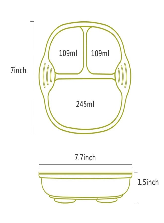 Jenilika Silicone Suction Feeding Tray for Babies | 3-Section BPA-Free Toddler Dish | Baby Led Weaning Essential | Microwave & Dishwasher Safe | Non-Slip Design (Grey, Pack of 1) - Image 3