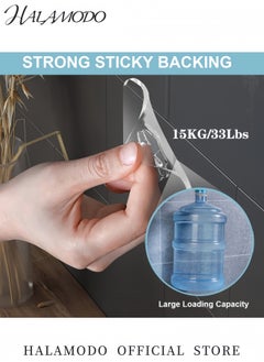HALAMODO 20-Piece Heavy Duty Self Adhesive Wall Hooks Transparent No Drill Hooks for Hanging Waterproof Oilproof Reusable Sticky Hooks for Bathroom Kitchen Office and Home Organization  - Image 4