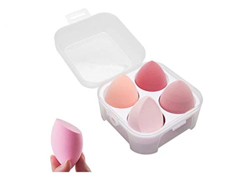 SINEN 4 Pcs Dry and Wet Use Makeup Sponge Set Blender Beauty Foundation Blending Sponge for Liquid, Cream, and Powder with Egg Sponge Blending Holder Box - Image 1