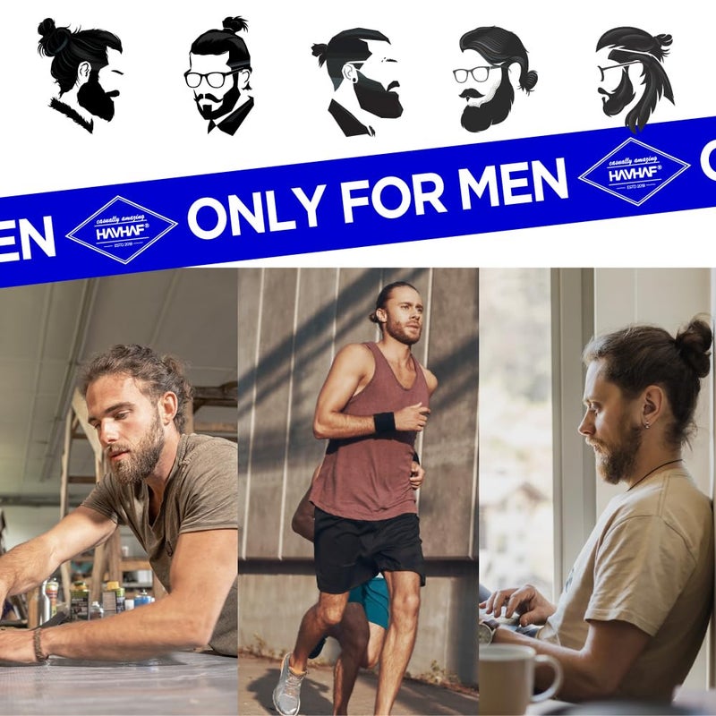 HAVHAF Knotted Hair Ties for Men 5 Pcs (Wide, Black) - No Damage Crease Breakage for Long Hair | Buns Curly Thick Elastic Hair Ties for Guys | Perfect Hairtie - Image 5
