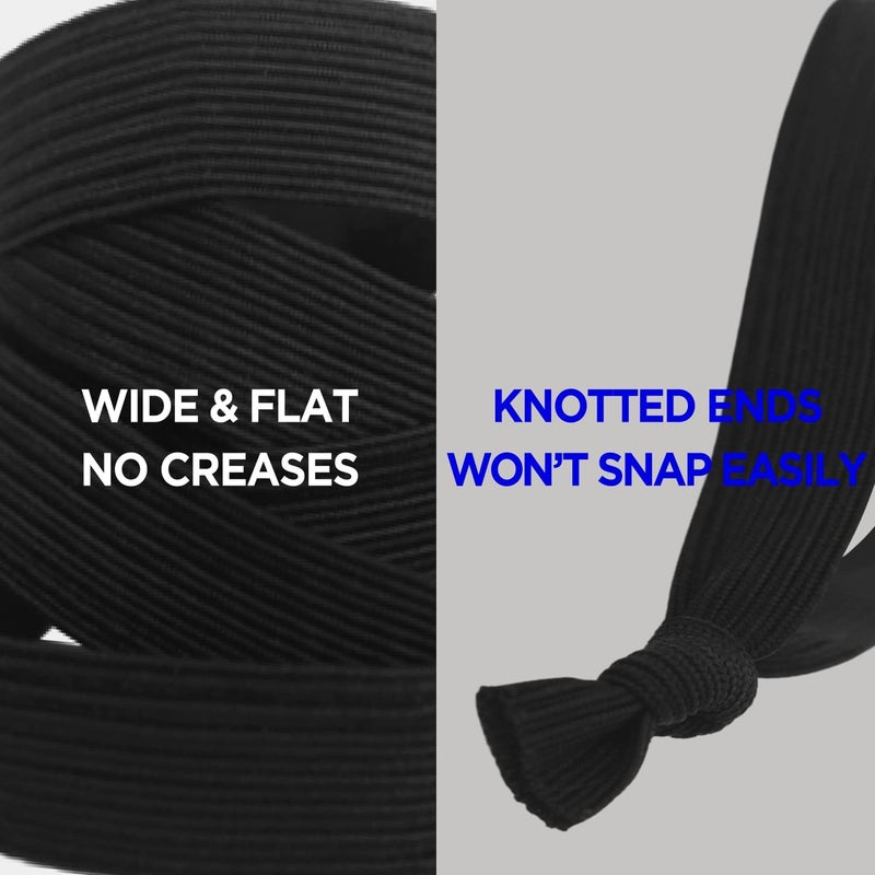 HAVHAF Knotted Hair Ties for Men 5 Pcs (Wide, Black) - No Damage Crease Breakage for Long Hair | Buns Curly Thick Elastic Hair Ties for Guys | Perfect Hairtie - Image 3