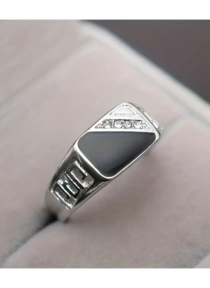 Goolsky 1pc New Fashion Inlaid Shiny Rhinestone Men's Ring Alloy Ring  - Image 2