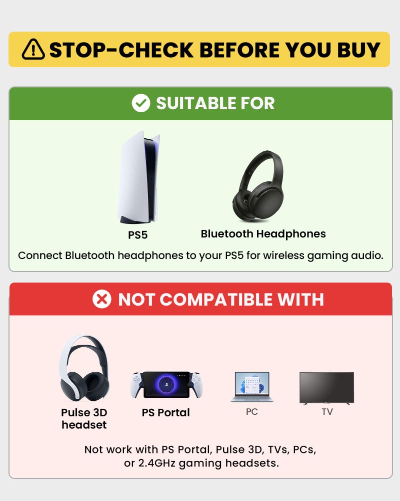 Avantree C81-Gaming (2025 New) - USB C Bluetooth 5.3 Adapter for PS5 & Gaming Consoles with Low Latency & aptX-Adaptive, Wireless Audio Dongle Transmitter for Headphones & Earbuds - Image 3