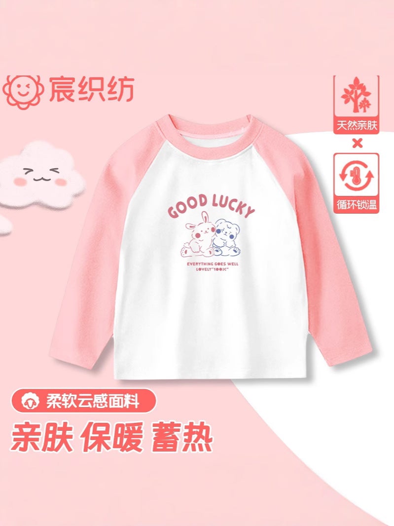 Girls' Pullover Base Shirt Inner Wear Children'S Velvet Long-Sleeved T-Shirt Baby Children'S Wear Girls' Big Children'S Warm Top - Image 5