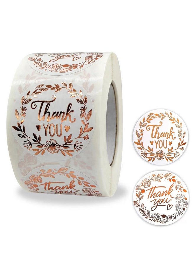 HinchJone Thank You Label Stickers 500 Pcs Round Rose Gold Thank You Roll Stickers Adhesive Small Business Labels Decals For Boutiques Shop Wrapping Supplies (1 Inch)  - Image 1