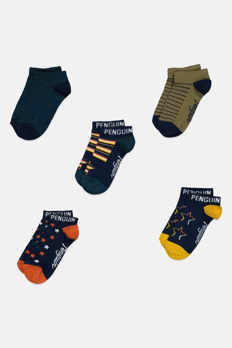 Original Penguin Kids Boy 5 Pairs Graphic Print Socks, Multicolor - Image 3