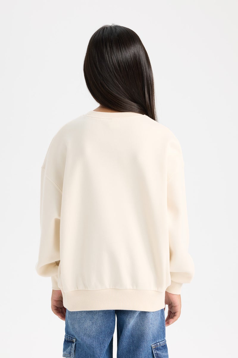 DeFacto Girl Relax Fit Crew Neck Printed Sweatshirt - Image 2