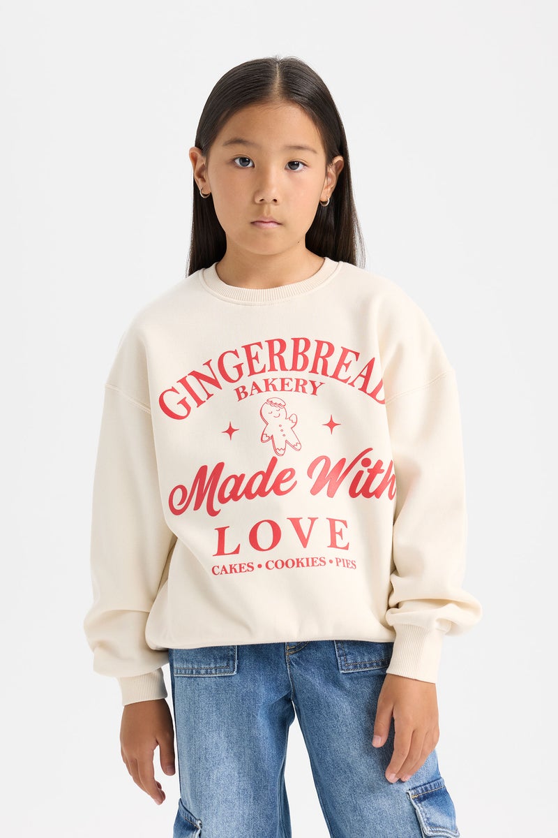 DeFacto Girl Relax Fit Crew Neck Printed Sweatshirt - Image 4