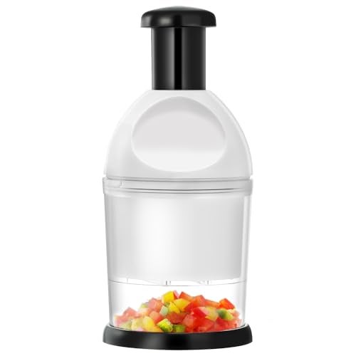 Food Chopper Hand Chopper Dicer Easy to Clean Manual Slap Vegetable Chopper Onion Cutter Garlic Chopper Mincer for Onion Nut Tomato Pepper Celery etc White
