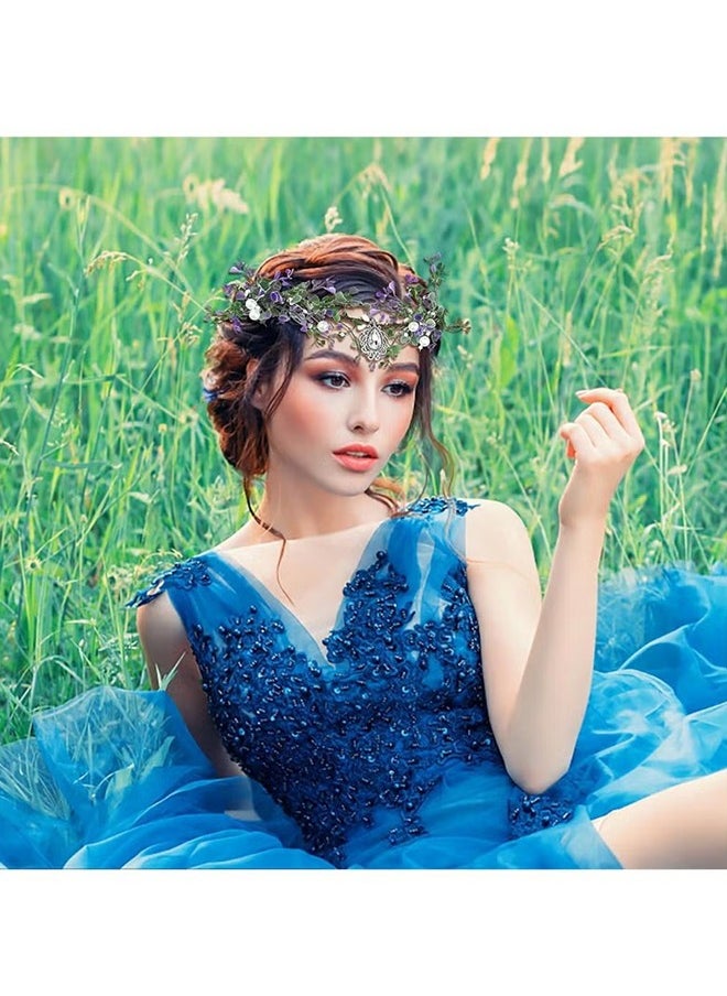 HS Flower Headband For Wedding Girls Boho Floral Crown Wedding Hair Accessories For Kids Princess Headpiece Flower Headband For Girl and Flower Girls Adjustable Headband For Wedding Festival Party  - Image 5