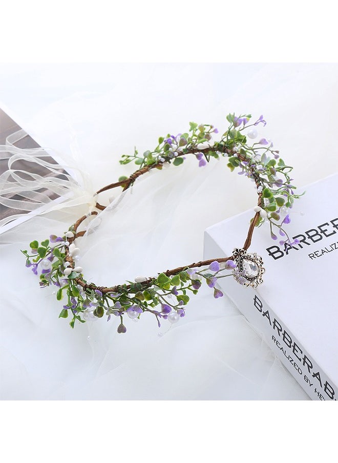 HS Flower Headband For Wedding Girls Boho Floral Crown Wedding Hair Accessories For Kids Princess Headpiece Flower Headband For Girl and Flower Girls Adjustable Headband For Wedding Festival Party  - Image 2