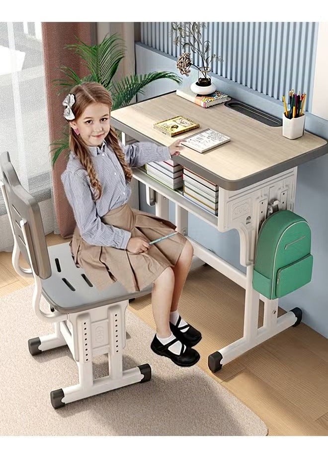 XICEN Adjustable Height Children Study Desk and Chair Set, Multifunctional  Home and School Student Study Table with Storage Drawer，Writing Chair Desk for Boys and Girls  - Image 1