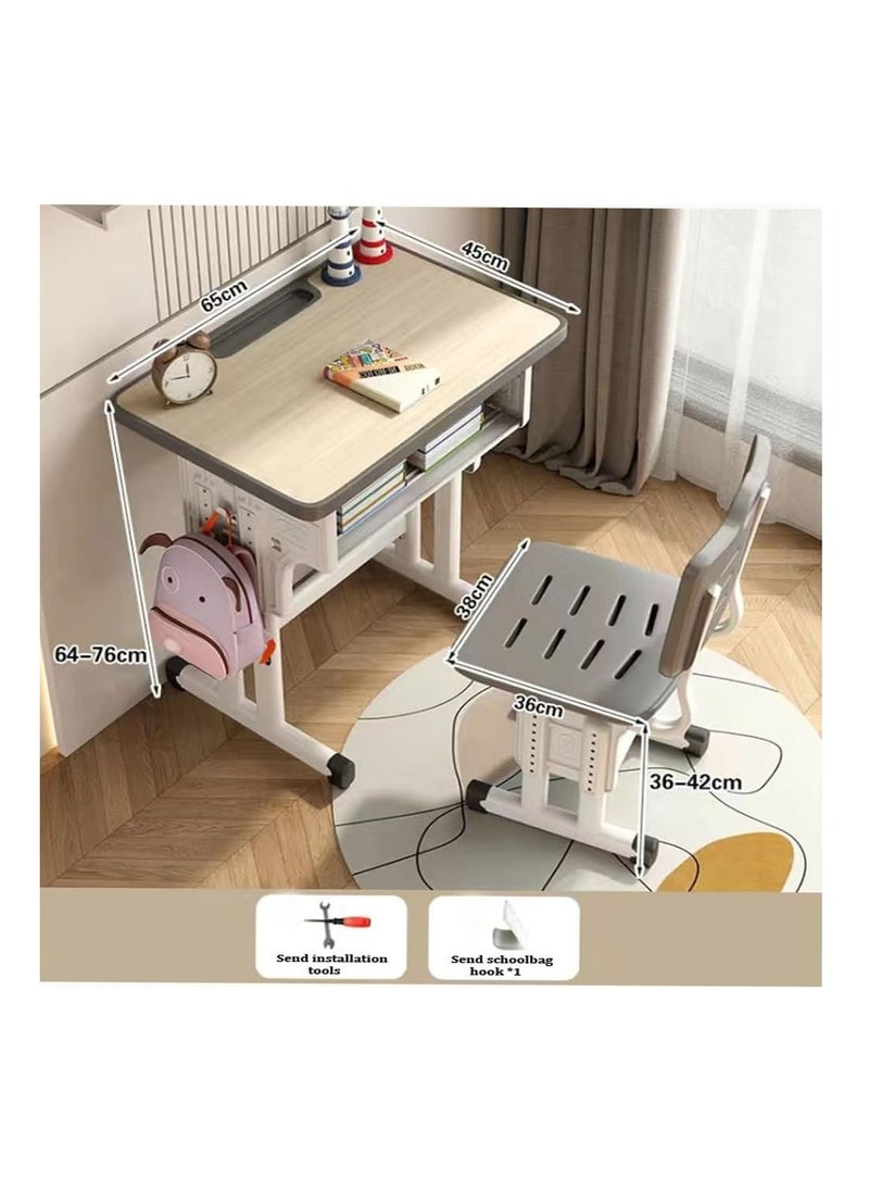 XICEN Adjustable Height Children Study Desk and Chair Set, Multifunctional  Home and School Student Study Table with Storage Drawer，Writing Chair Desk for Boys and Girls  - Image 5