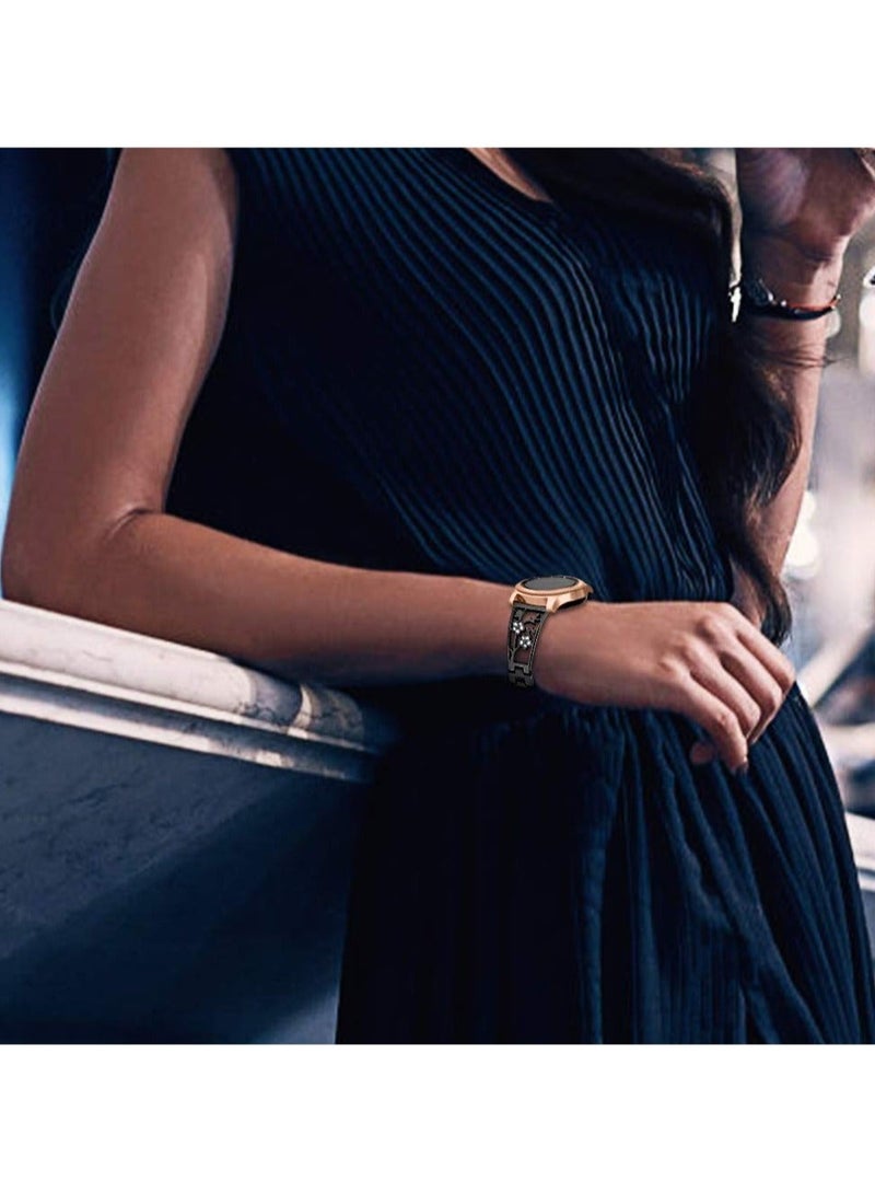 Captaintech SYOSI, Replacement Band Compatible with Samsung Galaxy Watch 3 41mm 42mm, with Rhinestone Diamond, Bling Stainless Steel Bands Compatible for Galaxy Watch Active/Active2 - Image 4