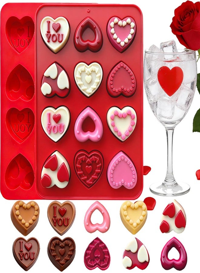 Dreplfn Heart Silicone Mold 2Pcs Valentines Silicone Molds Heart Chocolate Candy Molds Anniversary Heart Baking Mold Chocolate Mold for Baking Cake Jelly Pudding Fondant Muffin Soap Candle Ice Cubes - Image 1