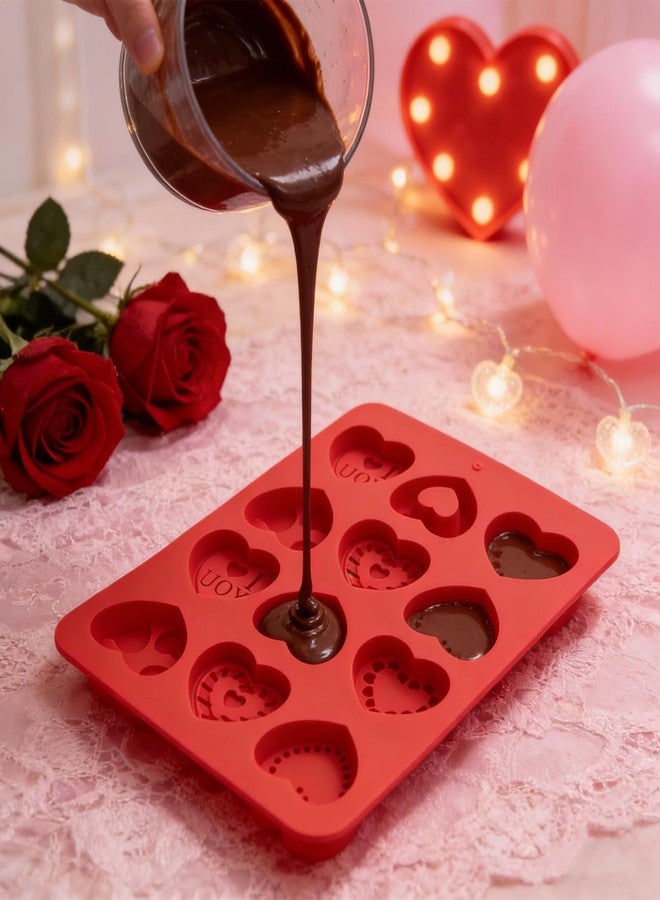 Dreplfn Heart Silicone Mold 2Pcs Valentines Silicone Molds Heart Chocolate Candy Molds Anniversary Heart Baking Mold Chocolate Mold for Baking Cake Jelly Pudding Fondant Muffin Soap Candle Ice Cubes - Image 4