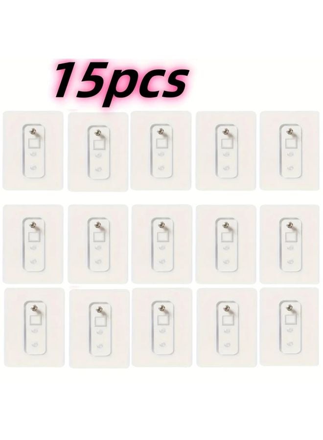 15pcs Transparent Self Adhesive Wall Hooks No Drilling Needed for Home Office - Image 1
