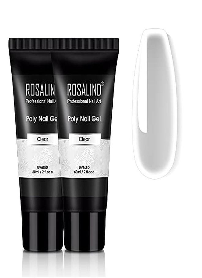 Rosalind Rylic Poly Extension Gel Rosalind 2 Pcs 60Ml Poly Nail Gel Kit Nail Builder For Clear Nail Art Decoration Nail Thickening Poly Nail Gel Tube Easy To Diy Use Need Uv Lamp  - Image 1