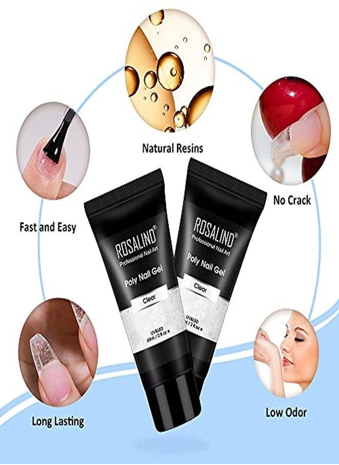 Rosalind Rylic Poly Extension Gel Rosalind 2 Pcs 60Ml Poly Nail Gel Kit Nail Builder For Clear Nail Art Decoration Nail Thickening Poly Nail Gel Tube Easy To Diy Use Need Uv Lamp  - Image 5