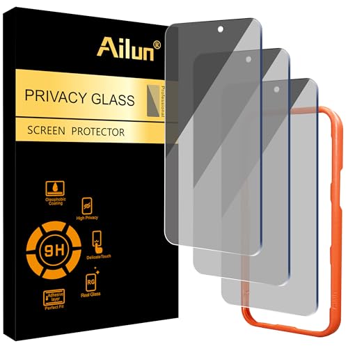 Ailun 3 Pack Privacy Screen Protector for iPhone 16 Pro Max [6.9 inch], Anti Spy Private Tempered Glass Anti-Scratch Case Friendly - Image 1