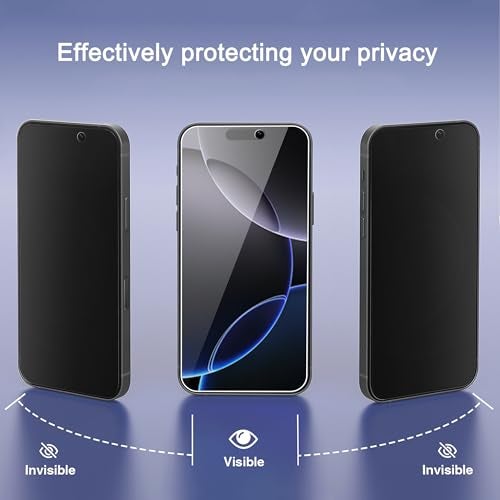 Ailun 3 Pack Privacy Screen Protector for iPhone 16 Pro Max [6.9 inch], Anti Spy Private Tempered Glass Anti-Scratch Case Friendly - Image 2