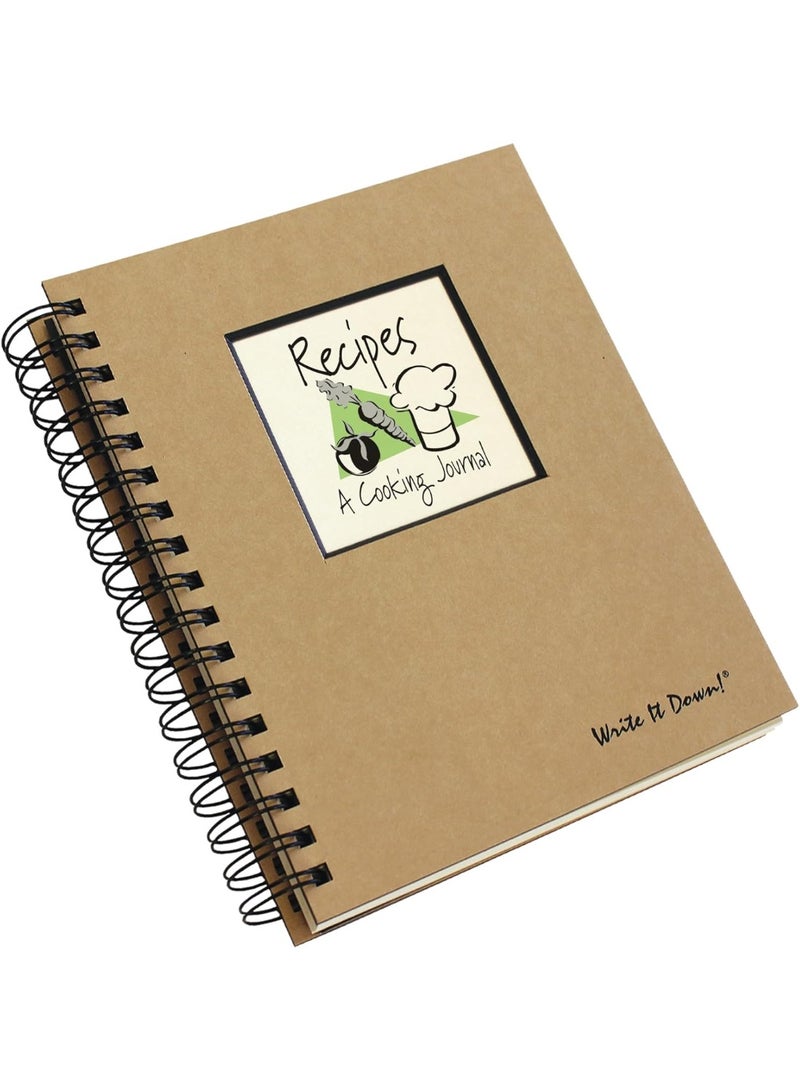 Write It Down series by Journals Unlimited, Guided Journal, Recipes, A Cooking Journal, Full-size 7.5"x 9", Kraft Hard Cover, Made in USA - Image 1