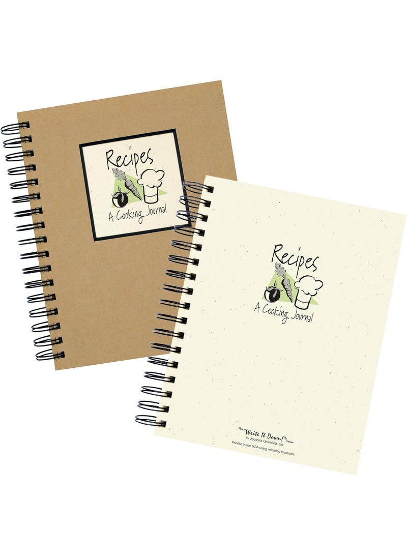 Write It Down series by Journals Unlimited, Guided Journal, Recipes, A Cooking Journal, Full-size 7.5"x 9", Kraft Hard Cover, Made in USA - Image 2