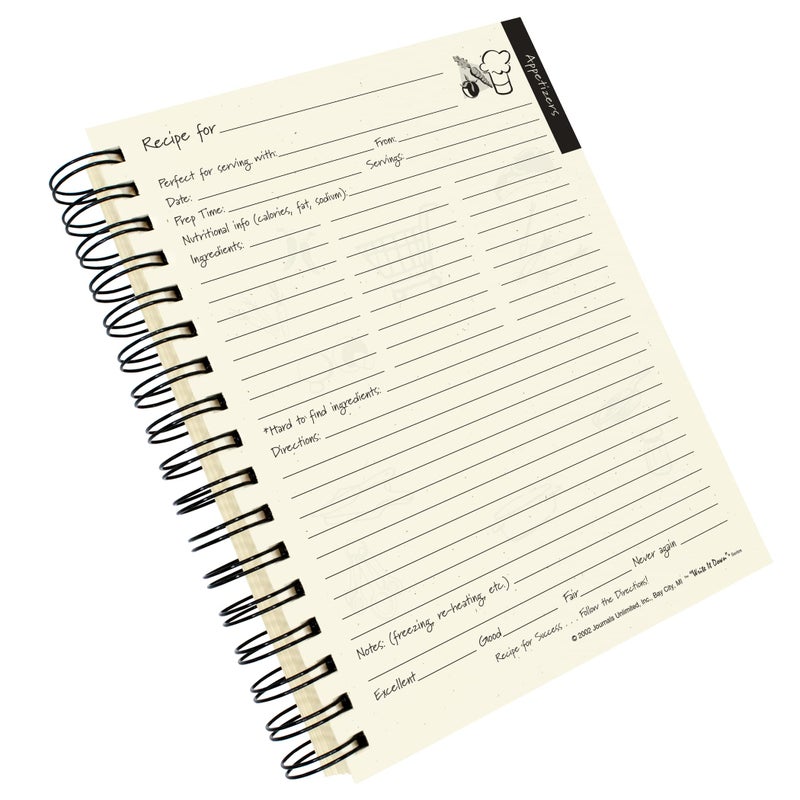 Write It Down سلسلة من Journals Unlimited، دفتر ملاحظات موجه، وصفات، دفتر طبخ، بحجم كامل 7.5"x 9"، غلاف صلب كرافت، صنع في الولايات المتحدة - Image 4