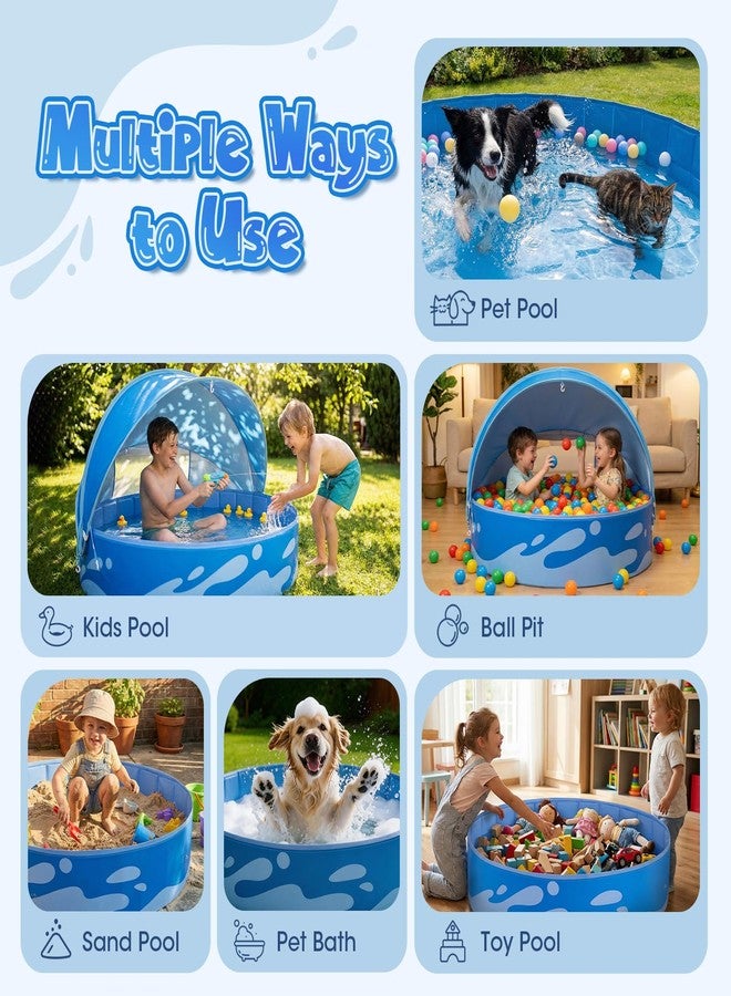 Peradix Paddling Pool for Kids and Dogs, 48" Portable Baby Pool with Canopy for Toddlers Summer, Foldable Kiddie Tent with Sun Shade Outside Water Toys for Backyard Beach, Easy Setup & Carrying Bag - Image 3