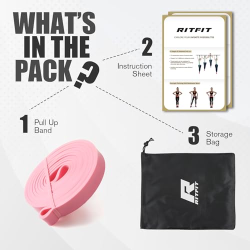 RitFit Pull Up Assist Band - Premium Resistance Band for Pull Up Assistance, Resistance Training, Body Stretching, Powerlifting, Mobility Training (#9 Pink) - Image 4