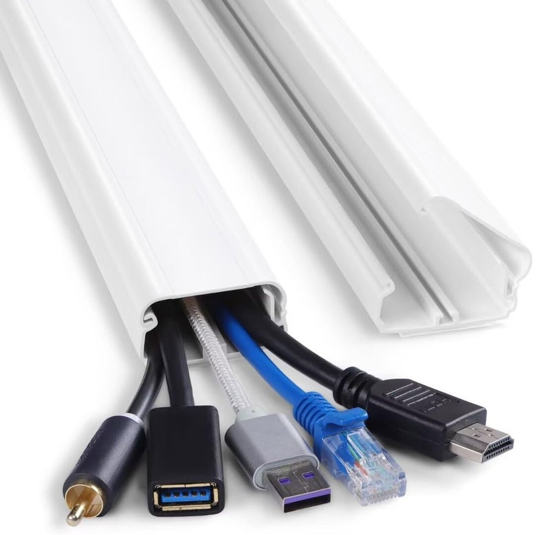 ZhiYo Cord Cover Wall 32in, TV Cord Hider for Wall Mounted TV, Large Cable Hider Kit for 3-6 Cords, Wire Management Raceway, White Wire Hider Concealer, 2 x L15.8in, W1.5in H0.75in - Image 1