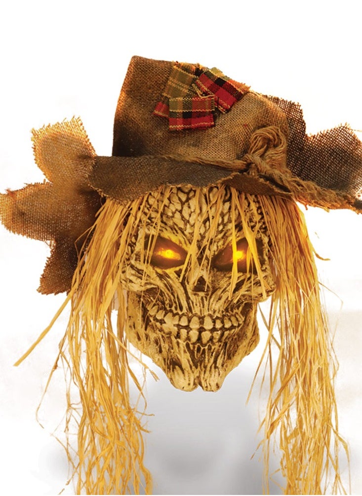 MAD TOYS - 27 Inch Creepy Hanging Light-Up Scarecrow Head Halloween Decoration - Image 1
