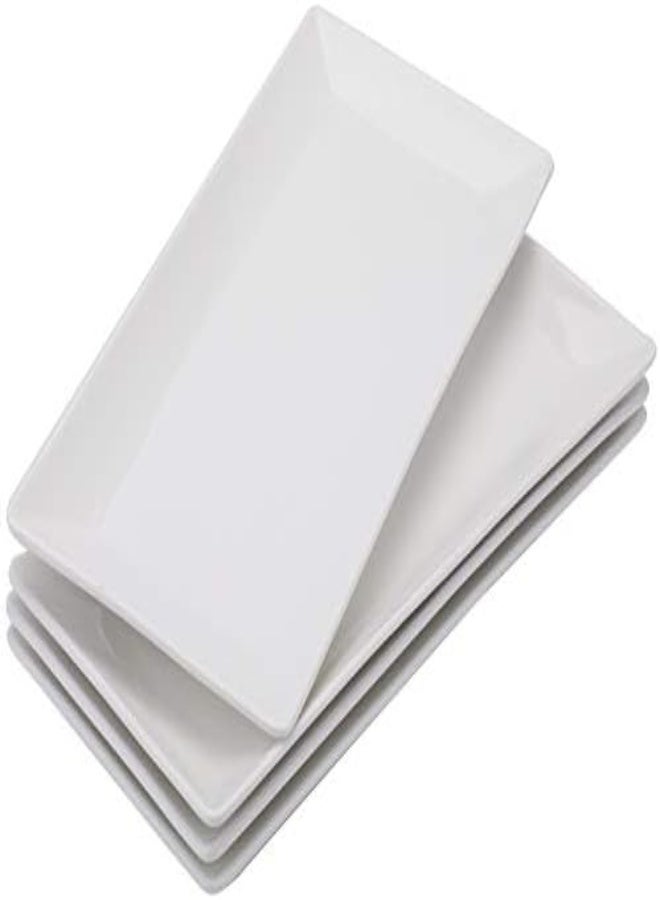 AKDC Foraineam 4 Pack Porcelain Serving Platters 10-1/4 X 5 Inch Rectangular Serving Trays, Dessert, Appetizer, Salad Side Plates - Image 1