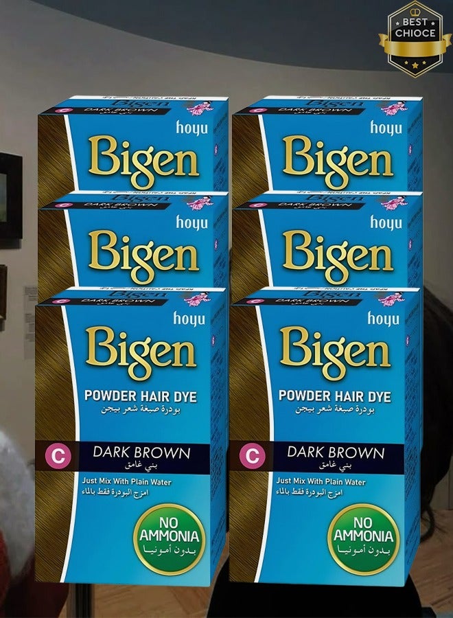 بايجن 6 قطع بودرة صبغ الشعر باللون البني الداكن مع الماء العادي بدون أمونيا 6 جرام - Image 1