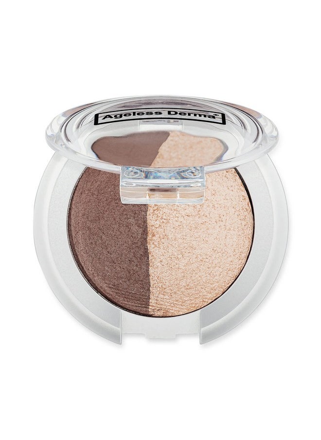 آيجلس ديرما ظلال عيون نباتية مخبوزة من مجموعة Ageless Derma Creamy Mineral Makeup Duo (رمادي فاتح - بيج كريستالي)  - Image 1