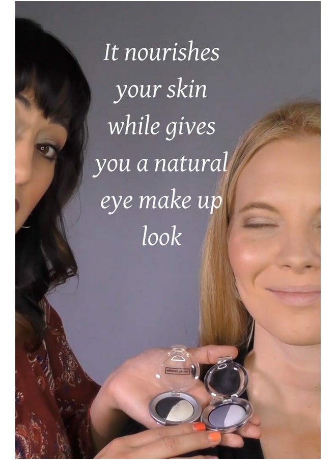 آيجلس ديرما ظلال عيون نباتية مخبوزة من مجموعة Ageless Derma Creamy Mineral Makeup Duo (رمادي فاتح - بيج كريستالي)  - Image 5