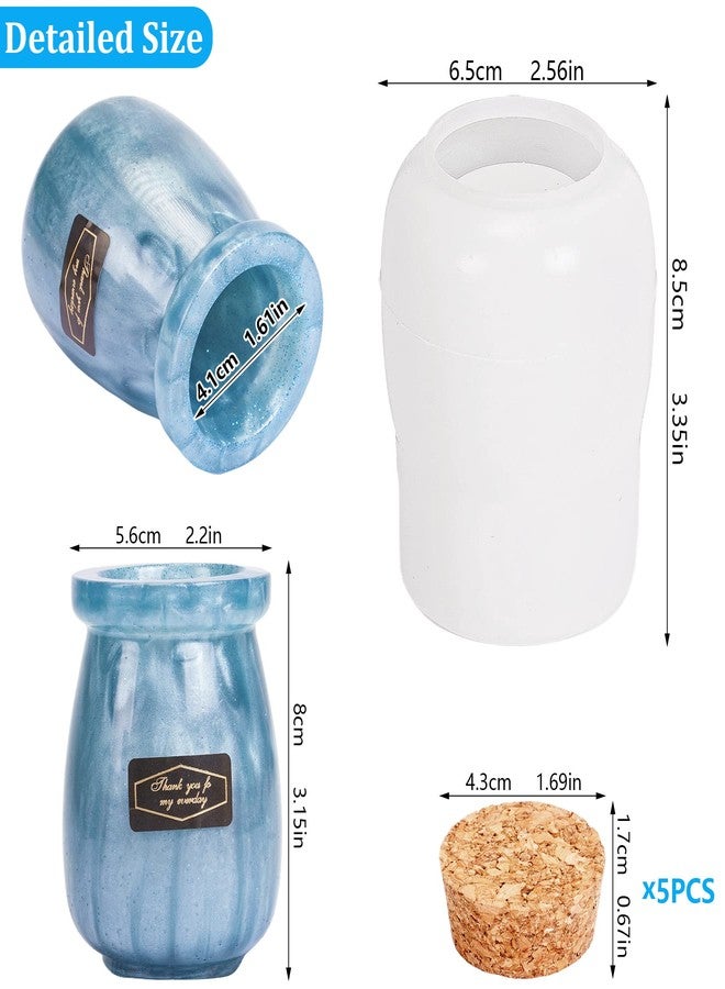 Larcenciel Jar Resin Molds Silicone with 5pcs Cork Lids, Cute Bottle Silicone Molds for Epoxy Resin, DIY Molds for Jar, Storage Bottle, Jewelry Candy Container, Flower Pot, Home Decoration Gifts - Image 5