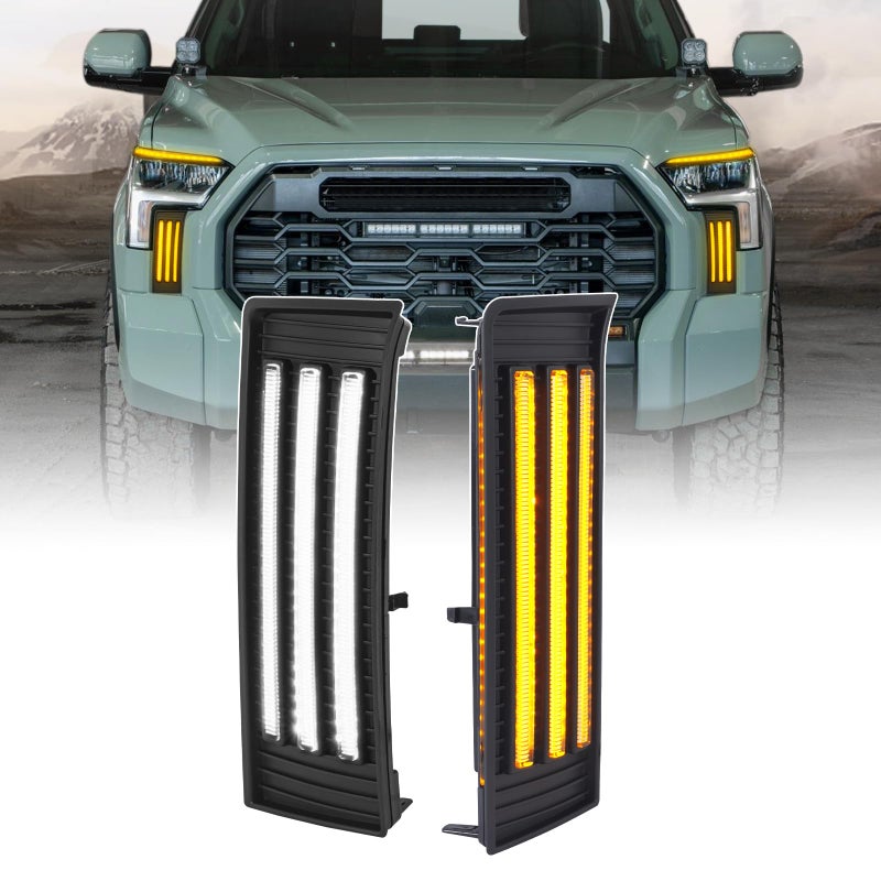 LED Daytime Running Lights For 2022 2023 2024 2025 toyota Tundra Fog Lights CrewMax SR SR5 Limited DRL Assemblies Replacement black lens DRL1