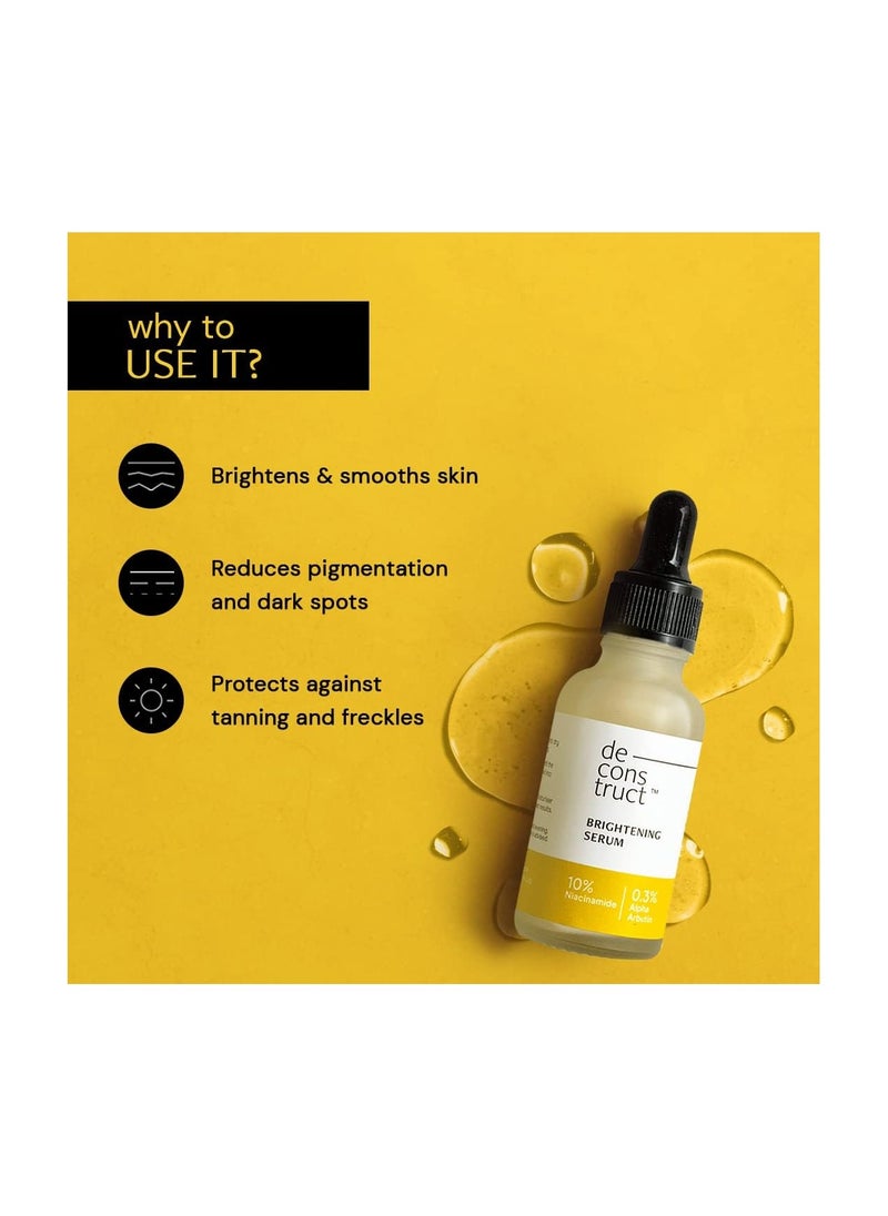 Deconstruct - Deconstruct Brightening Serum 10% Niacinamide + 0.3% Alpha Arbutin | 2 actives, 1 serum | Reduces Pigmentation, Dark Spots & Marks | Works on Tan & Freckles | 30 ML - Image 1