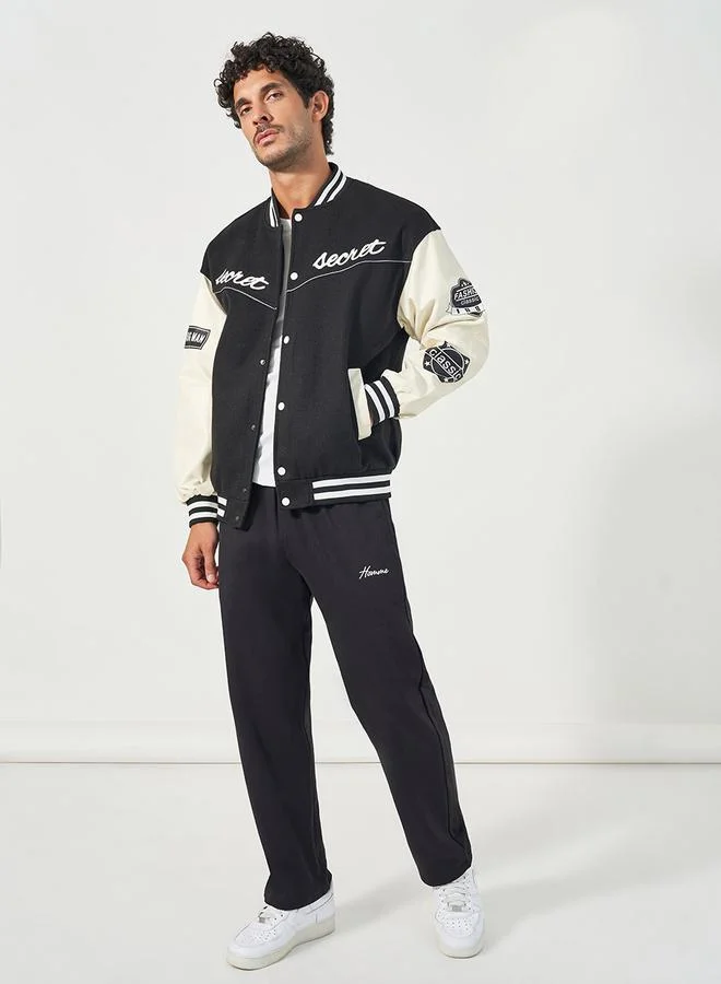 Styli Varsity Bomber Jacket with Multi Badge Detail