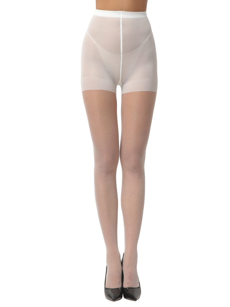 EVERSWE 3 Pairs Women's Sheer Pantyhose 20D, High Waist Control Top Pantyhose Hosiery (White, L) - Image 2