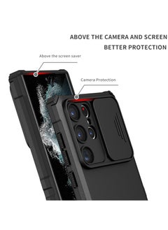 Generic Samsung Galaxy S23 Ultra Black Mobile Phone Case Cover, Innovative Telescopic Bracket, Sliding Protection Camera Window, Bumper Shockproof Phone Back Cover  - Image 3
