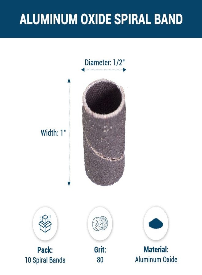 كاشطة القياس أشرطة صنفرة من أكسيد الألومنيوم من Benchmark Abrasives مقاس 1/2 بوصة × 1 بوصة، أشرطة حلزونية ملحقة لصنفرة دوارة للمثقاب وماكينة الصنفرة، صنفرة تلميع المعادن لأعمال النجارة - أداة صنفرة (عبوة من 10 قطع)، حبيبات 80 - Image 5